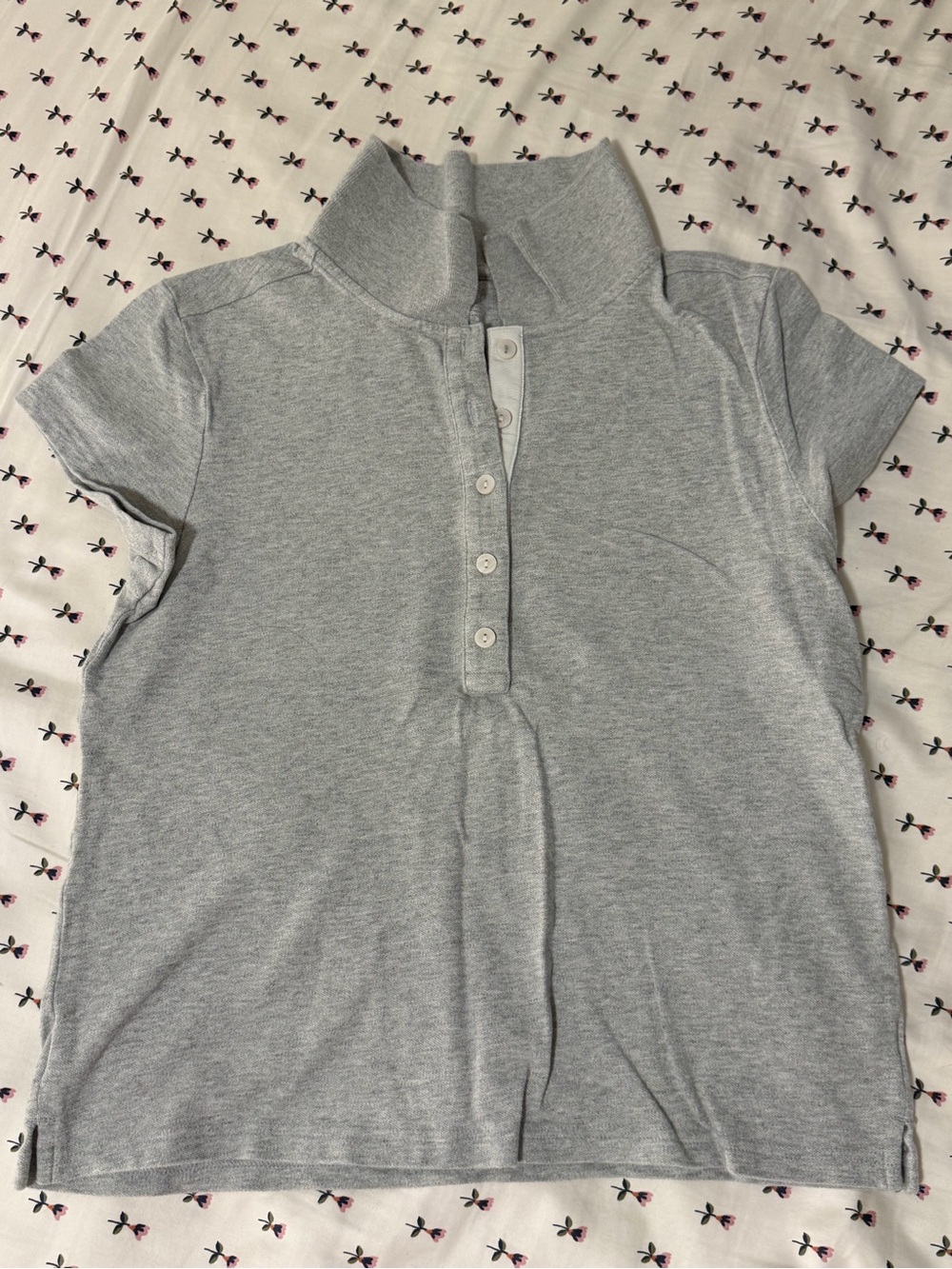 aerie Light Gray Short-Sleeve Polo Top